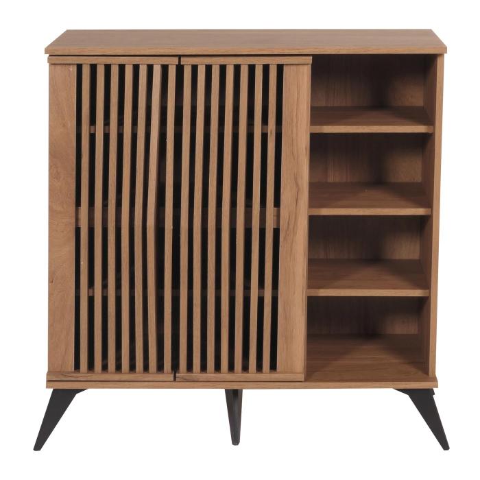 B-Ware (Holz in Tr gebrochen SK4) | Kommode HWC-M45, Schrank Sideboard Anrichte Highboard, 3D-Design 95x90x44cm, braun