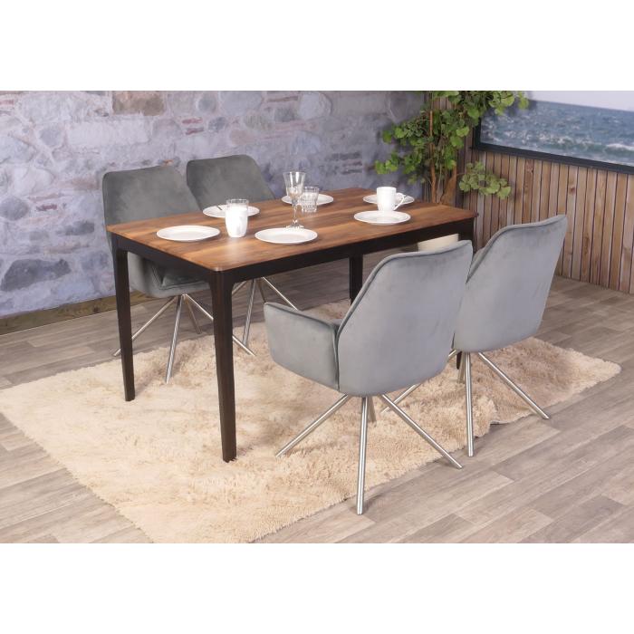 Esszimmertisch HWC-M55, Tisch Esstisch, Massiv-Holz HDF Laminat Melamin 135x80cm, Sheesham Holz-Optik, dunkle Beine