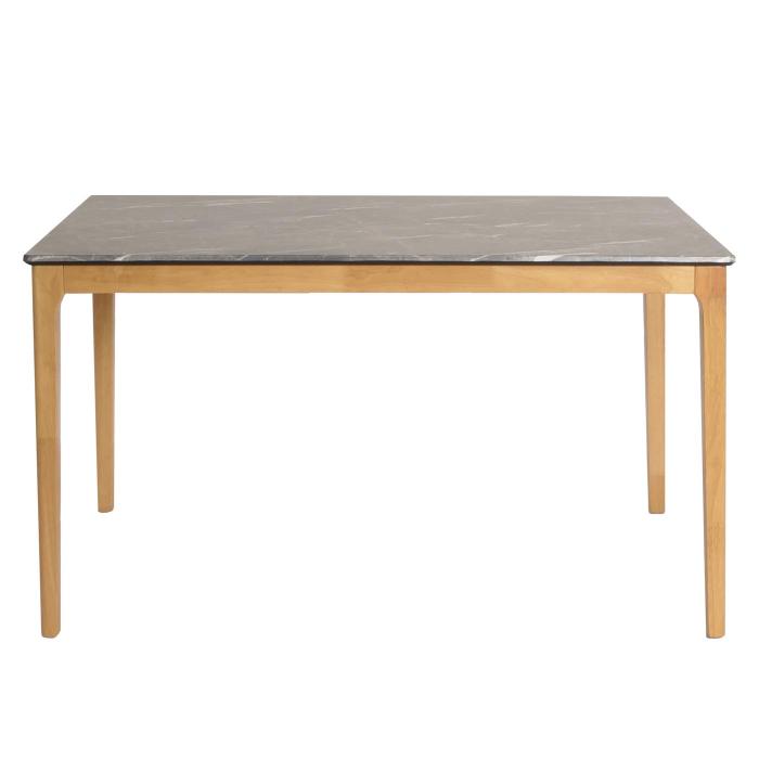 Esszimmertisch HWC-M55, Tisch Esstisch, Massiv-Holz HDF Laminat Melamin 135x80cm, Marmor/Stein-Optik, helle Beine