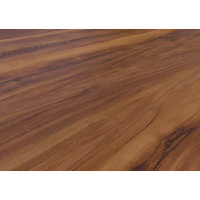 Couchtisch HWC-M55, Beistelltisch Sofatisch Massiv-Holz HDF Laminat Melamin 46x120x70cm Sheesham Holz-Optik dunkle Beine