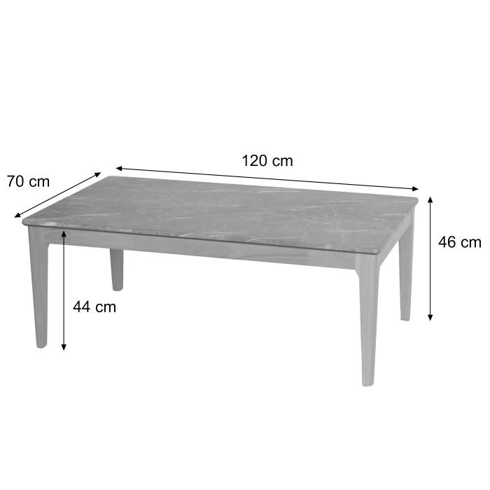 Couchtisch HWC-M55, Beistelltisch Sofatisch Massiv-Holz HDF Laminat Melamin 46x120x70cm Sheesham Holz-Optik dunkle Beine