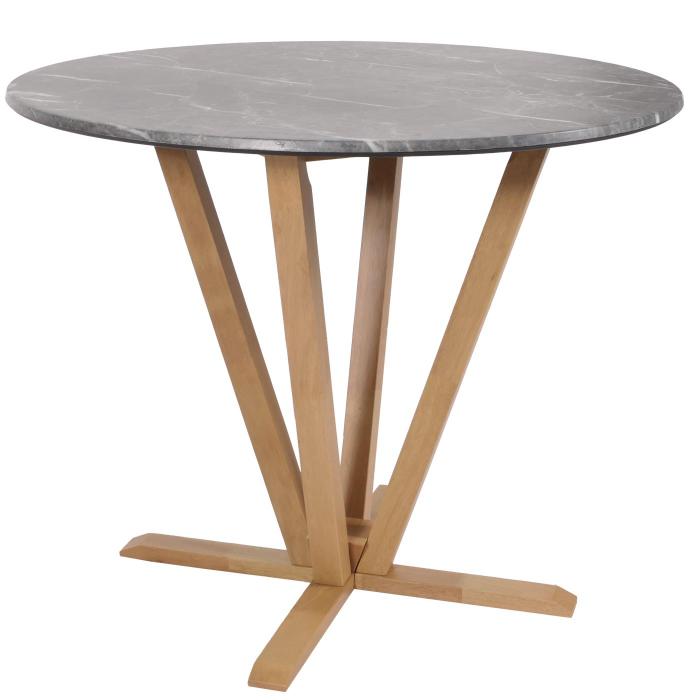 Bistrotisch HWC-M56, Tisch Esstisch, Massiv-Holz HPL Laminat Melamin 92cm, Marmor/Stein-Optik, helles Gestell