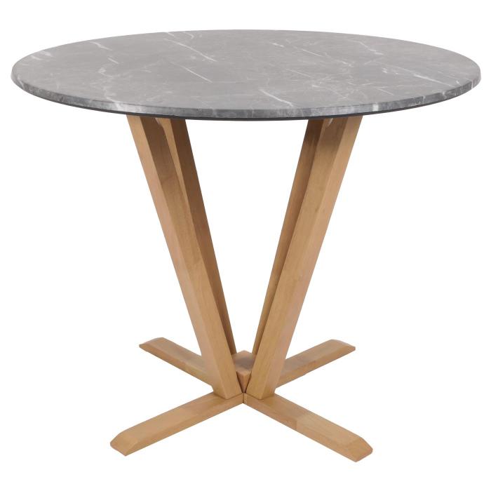 Bistrotisch HWC-M56, Tisch Esstisch, Massiv-Holz HPL Laminat Melamin 92cm, Marmor/Stein-Optik, helles Gestell