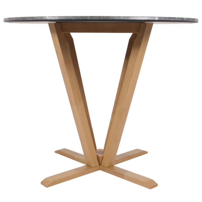 Bistrotisch HWC-M56, Tisch Esstisch, Massiv-Holz HPL Laminat Melamin 92cm, Marmor/Stein-Optik, helles Gestell