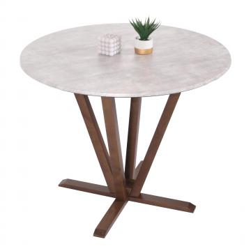 Bistrotisch HWC-M56, Tisch Esstisch, Massiv-Holz HPL Laminat Melamin 92cm, Beton-Optik, braunes Gestell