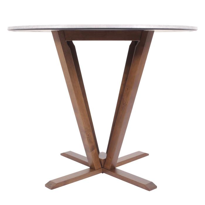 Bistrotisch HWC-M56, Tisch Esstisch, Massiv-Holz HPL Laminat Melamin 92cm, Beton-Optik, braunes Gestell