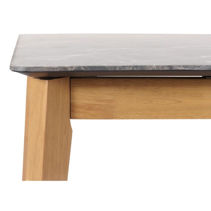 Esszimmertisch HWC-M57, Esstisch, Massiv-Holz Laminat Melamin 160-200x90cm, ausziehbar Marmor/Stein-Optik, helle Beine