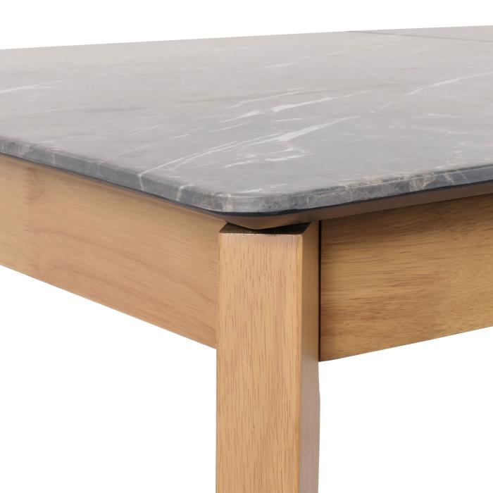 Esszimmertisch HWC-M57, Esstisch, Massiv-Holz Laminat Melamin 160-200x90cm, ausziehbar Marmor/Stein-Optik, helle Beine