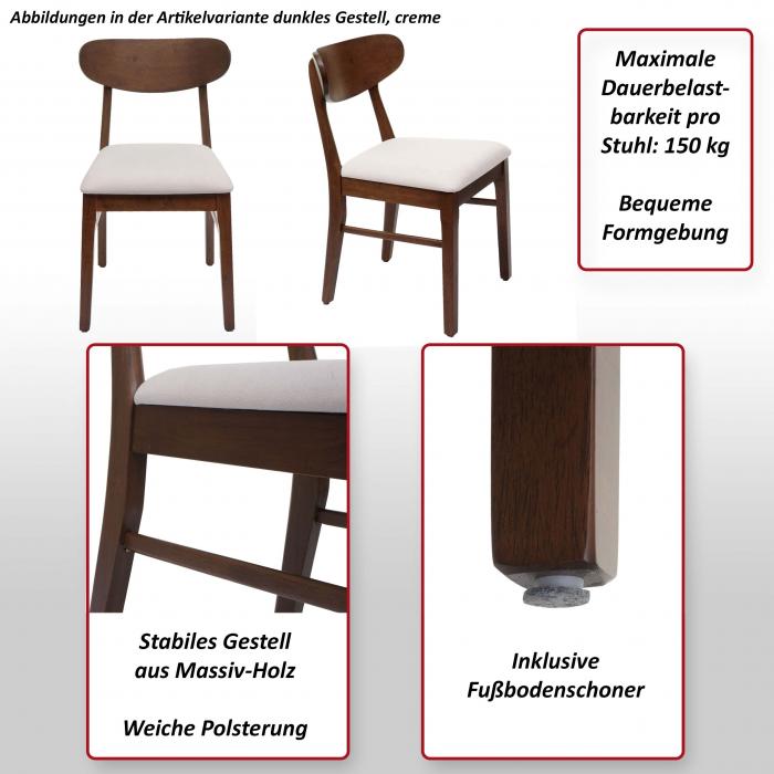 6er-Set Esszimmerstuhl HWC-M59, Kchenstuhl Stuhl, Stoff/Textil Massiv-Holz ~ dunkles Gestell, taupe