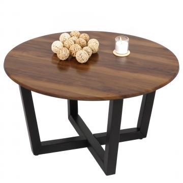 Couchtisch HWC-M61, Beistelltisch Sofatisch, Massiv-Holz HPL Laminat Melamin 80cm, Sheesham Holz-Optik, dunkles Gestell