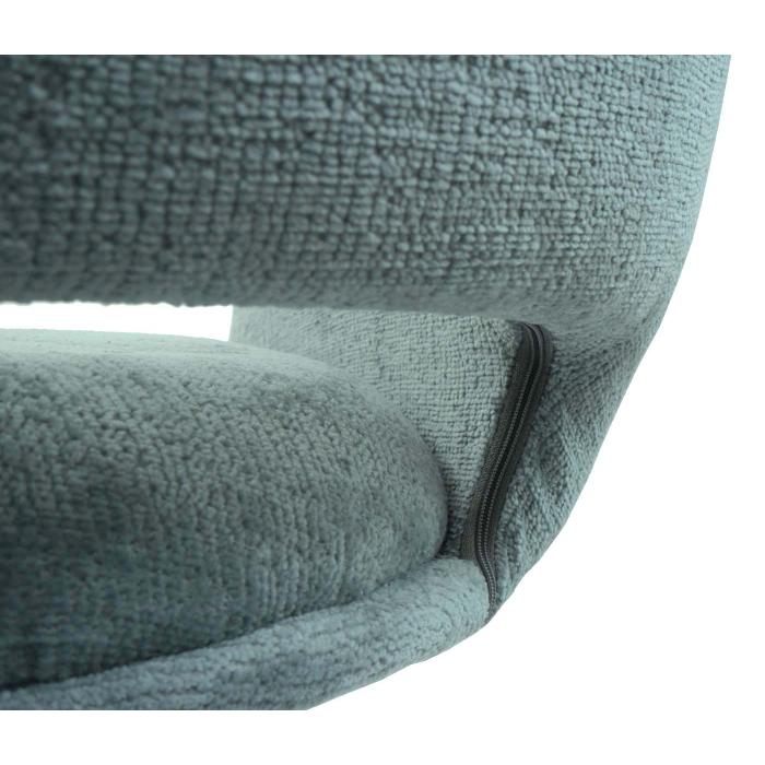 Esszimmerstuhl HWC-M53, Kchenstuhl Polsterstuhl mit Armlehne, drehbar Auto-Position, Metall Stoff/Textil ~ grau-blau