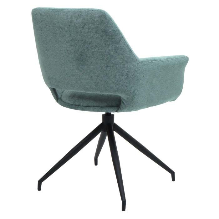 6er-Set Esszimmerstuhl HWC-M53, Kchenstuhl Stuhl mit Armlehne, drehbar Auto-Position, Metall Stoff/Textil ~ grau-blau