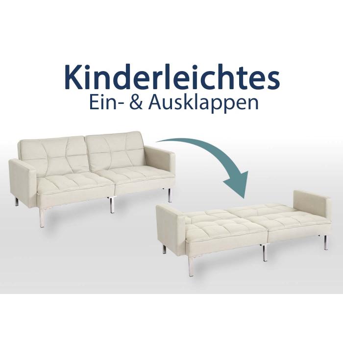 Schlafsofa HWC-K65, Schlafcouch Bettsofa Gstebett, Schlaffunktion Liegeflche 170x104 cm ~ Stoff/Textil creme-beige