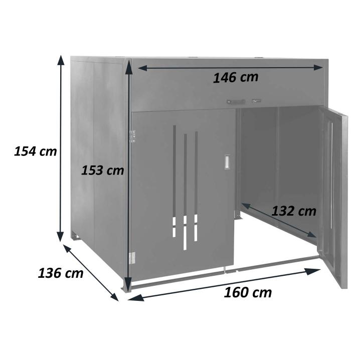 Mllcontainerverkleidung HWC-M54, Mllcontainerbox Industrie-Abfallcontainer, Container bis 1100L 154x160x136cm, Stahl