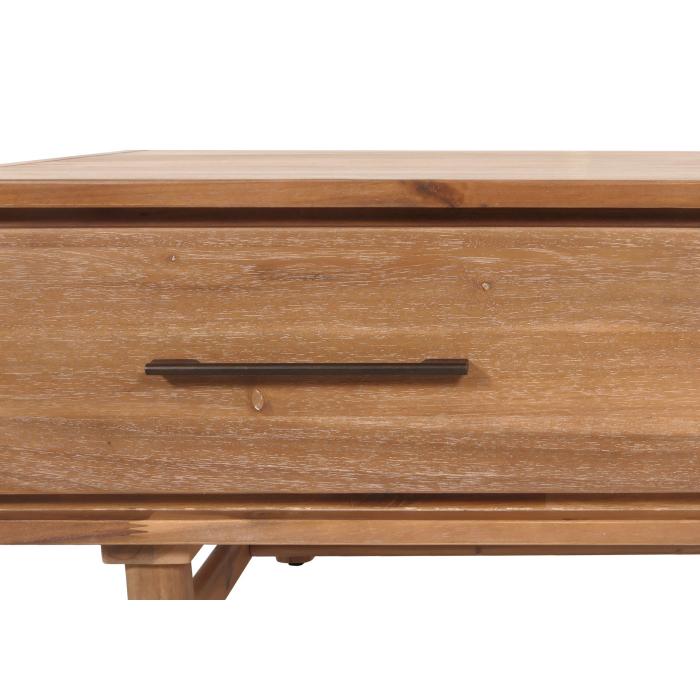 Couchtisch HWC-M47, Wohnzimmertisch Beistelltisch Sofatisch, Schublade, Akazie Massiv-Holz gebeizt 44x125x60cm 25kg