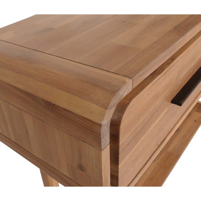 Konsolentisch HWC-M47, Telefontisch Beistelltisch Ablagetisch, Schublade, Akazie Massiv-Holz gebeizt 80x120x35cm 22kg