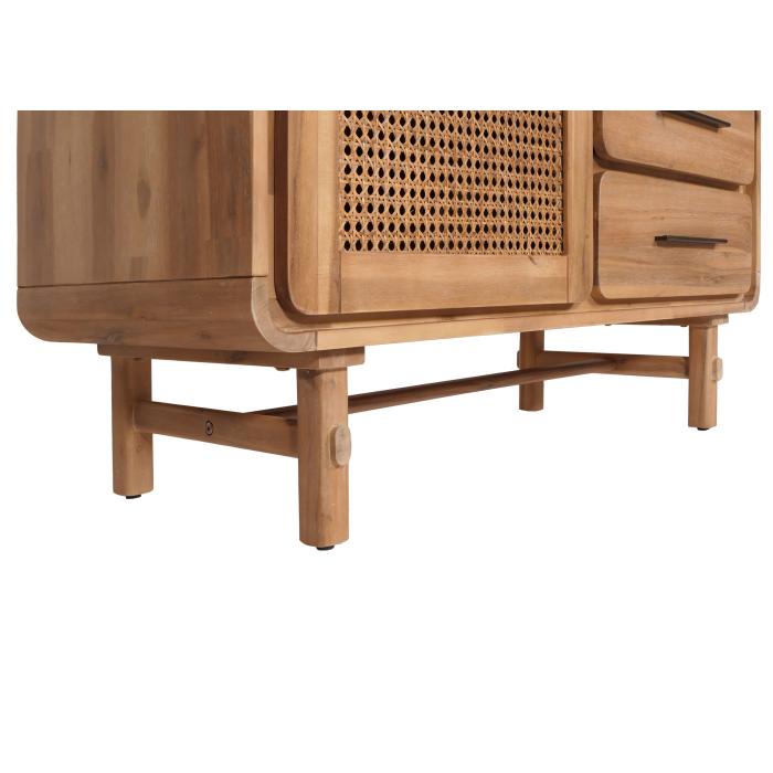 Retourenware | Kommode HWC-M47, Highboard, Staufcher Schublade, Rattan Akazie Massiv-Holz gebeizt 101x109x45cm 44kg