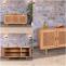 Sideboard HWC-M47, Schrank Kommode Highboard Anrichte, Staufcher, Rattan Akazie Massiv-Holz gebeizt 82x160x45cm 38kg