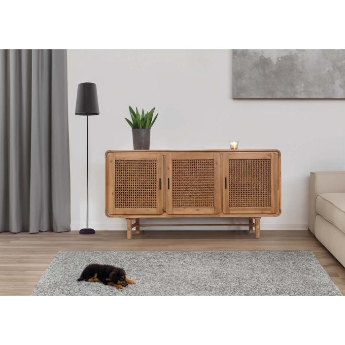 Sideboard HWC-M47, Schrank Kommode Highboard Anrichte, Staufcher, Rattan Akazie Massiv-Holz gebeizt 82x160x45cm 38kg