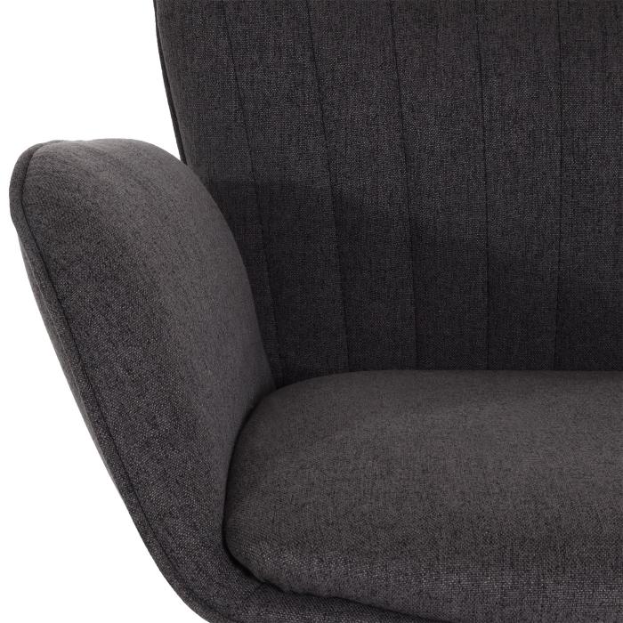 Barhocker HWC-M67, Drehstuhl Barstuhl, mit Armlehne Fuablage drehbar Stoff/Textil Eisen FSC ~ dunkelgrau Fu schwarz