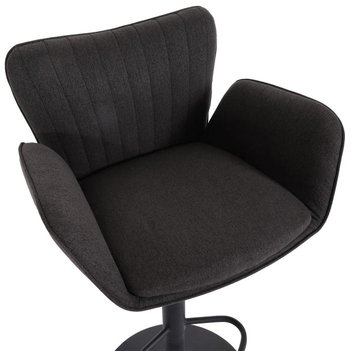 Barhocker HWC-M67, Drehstuhl Barstuhl, mit Armlehne Fuablage drehbar Stoff/Textil Eisen FSC ~ dunkelgrau Fu schwarz