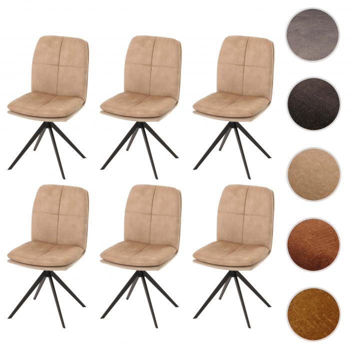 6er-Set Esszimmerstuhl HWC-M68, Kchenstuhl Lehnstuhl, drehbar Auto-Position, Metall Stoff/Textil ~ beige