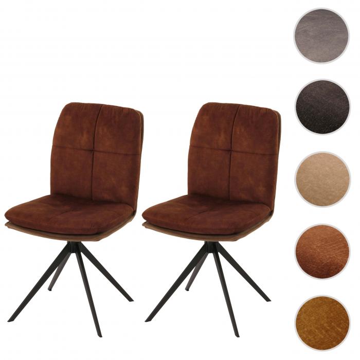 2er-Set Esszimmerstuhl HWC-M68, Kchenstuhl Lehnstuhl, drehbar Auto-Position, Metall Stoff/Textil ~ braun