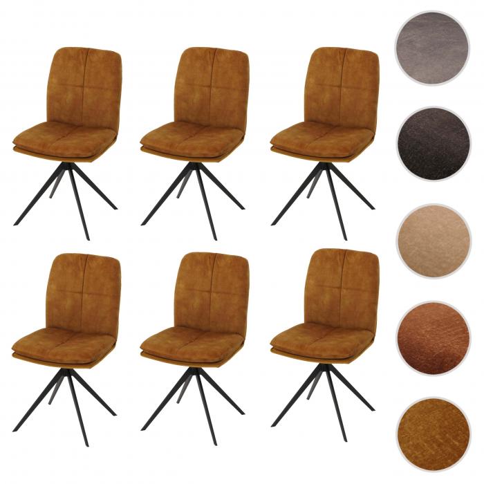 6er-Set Esszimmerstuhl HWC-M68, Kchenstuhl Lehnstuhl, drehbar Auto-Position, Metall Stoff/Textil ~ gelb