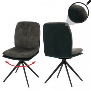 2er-Set Esszimmerstuhl HWC-M68, Kchenstuhl Lehnstuhl, drehbar Auto-Position, Metall Stoff/Textil ~ grn