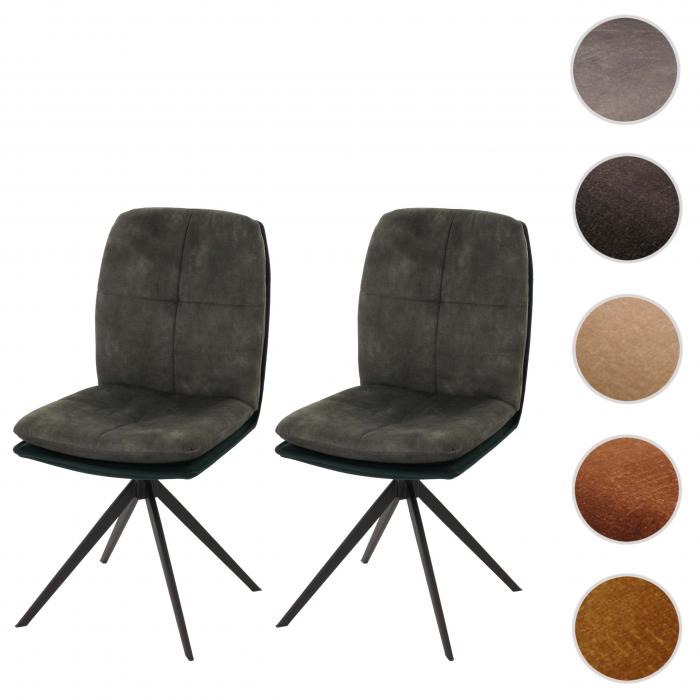 2er-Set Esszimmerstuhl HWC-M68, Kchenstuhl Lehnstuhl, drehbar Auto-Position, Metall Stoff/Textil ~ grn