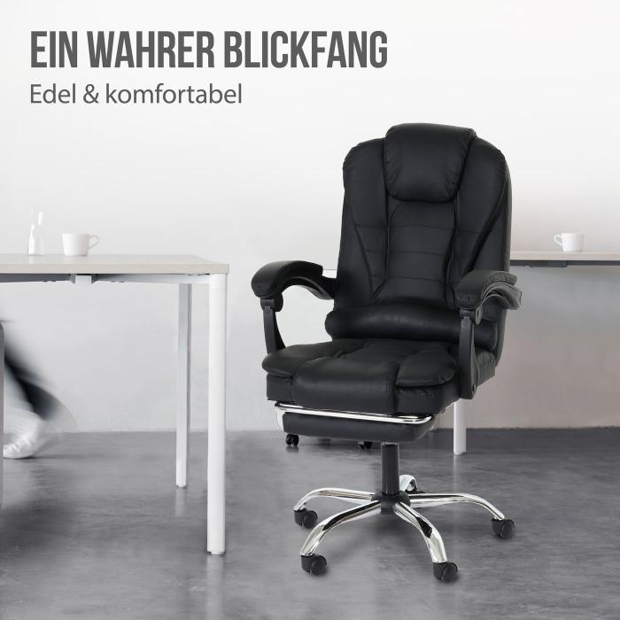 Brostuhl HWC-M80, Schreibtischstuhl Drehstuhl Chefsessel, ausziehbare Fusttze Kunstleder silbernes Fukreuz ~ taupe