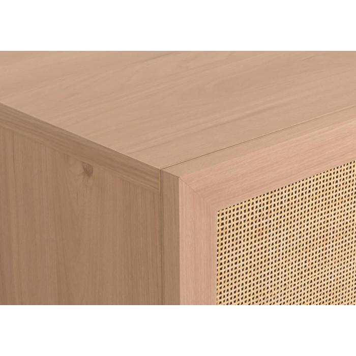 Highboard HWC-M51, Kommode Schrank Sideboard, Staufcher, Massiv-Holz Mango Kubu Rattan 98x79x42cm ~ natur