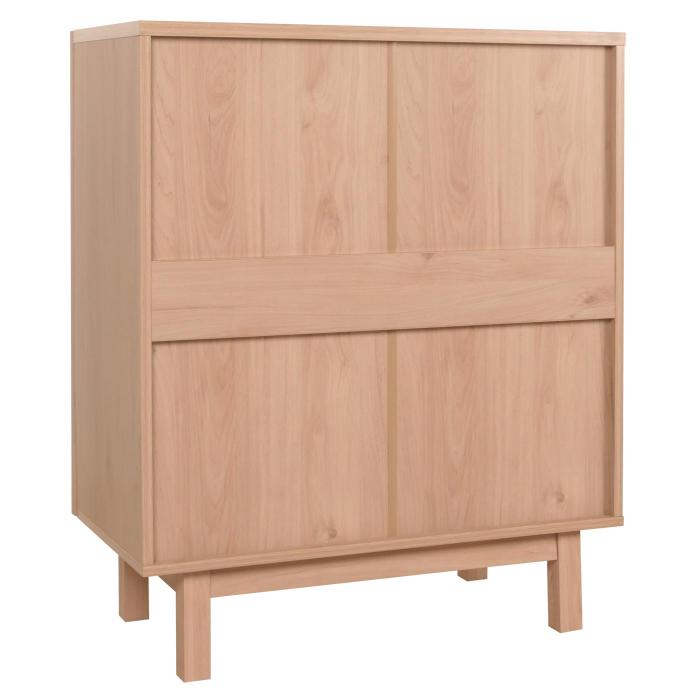 Highboard HWC-M51, Kommode Schrank Sideboard, Staufcher, Massiv-Holz Mango Kubu Rattan 98x79x42cm ~ natur