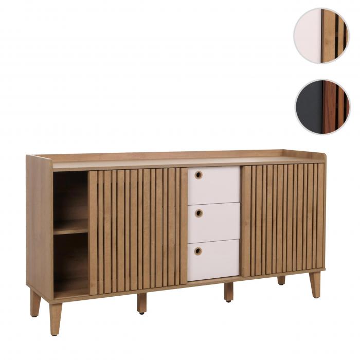 Sideboard HWC-M48, Kommode, Schiebetr Staufach, Mango-Massivholz MDF 81x150x40cm ~ natur, Schubladen wei