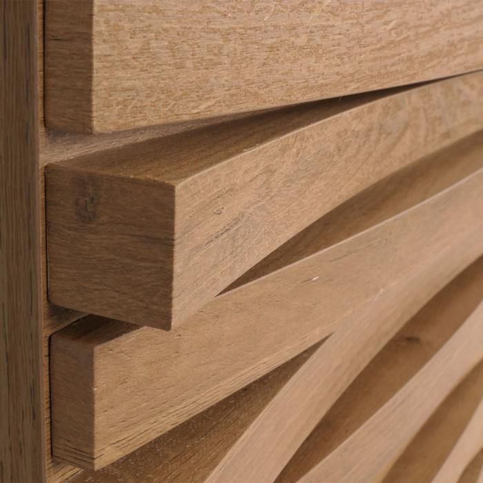 Sideboard HWC-M49, Schrank Kommode Highboard, 3D-Design Staufcher, Massiv-Holz Mango Metall 85x142x44cm ~ natur