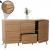 Sideboard HWC-M49, Schrank Kommode Highboard, 3D-Design Staufcher, Massiv-Holz Mango Metall 85x142x44cm ~ natur