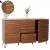 Sideboard HWC-M49, Schrank Kommode Highboard, 3D-Design Staufcher, Massiv-Holz Mango Metall 85x142x44cm ~ Walnuss-Optik