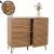 Kommode HWC-M49, Schrank Sideboard Highboard, 3D-Design Staufcher, Massiv-Holz Mango Metall 85x95x45cm ~ natur