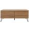 Couchtisch HWC-M49, Wohnzimmertisch Tisch, 3D-Design 2 Schubladen MDF Metall 46x110x55cm ~ natur