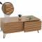 Couchtisch HWC-M49, Wohnzimmertisch Tisch, 3D-Design 2 Schubladen MDF Metall 46x110x55cm ~ natur