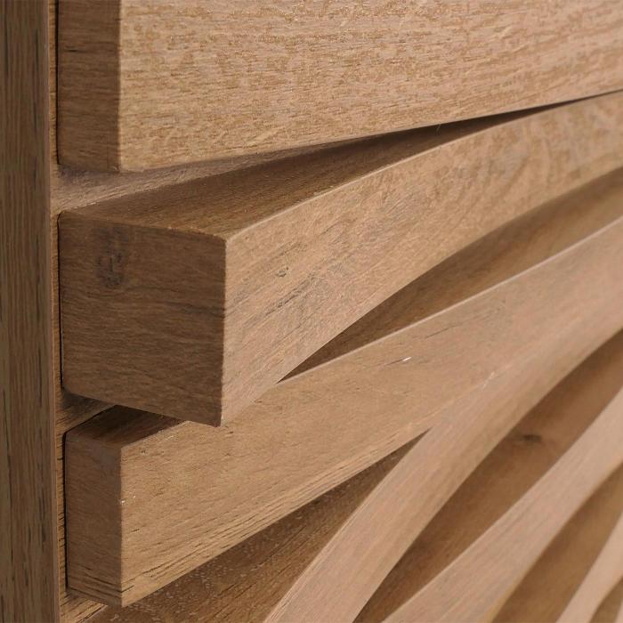 Couchtisch HWC-M49, Wohnzimmertisch Tisch, 3D-Design 2 Schubladen MDF Metall 46x110x55cm ~ natur