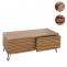 Couchtisch HWC-M49, Wohnzimmertisch Tisch, 3D-Design 2 Schubladen MDF Metall 46x110x55cm ~ natur
