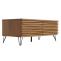 Couchtisch HWC-M49, Wohnzimmertisch Tisch, 3D-Design 2 Schubladen MDF Metall 46x110x55cm ~ natur