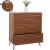 Kommode HWC-M49, Sideboard Schrank Highboard, 3D-Design 3 Schubladen Massiv-Holz Mango Metall 94x80x45cm ~ Walnuss-Optik