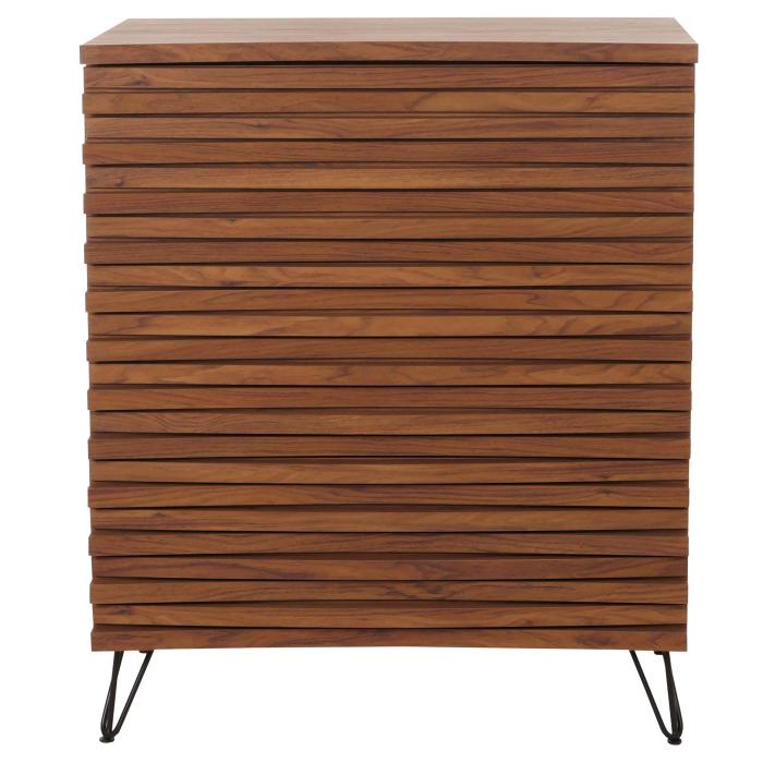 Kommode HWC-M49, Sideboard Schrank Highboard, 3D-Design 3 Schubladen MDF Metall 94x80x45cm ~ Walnuss-Optik