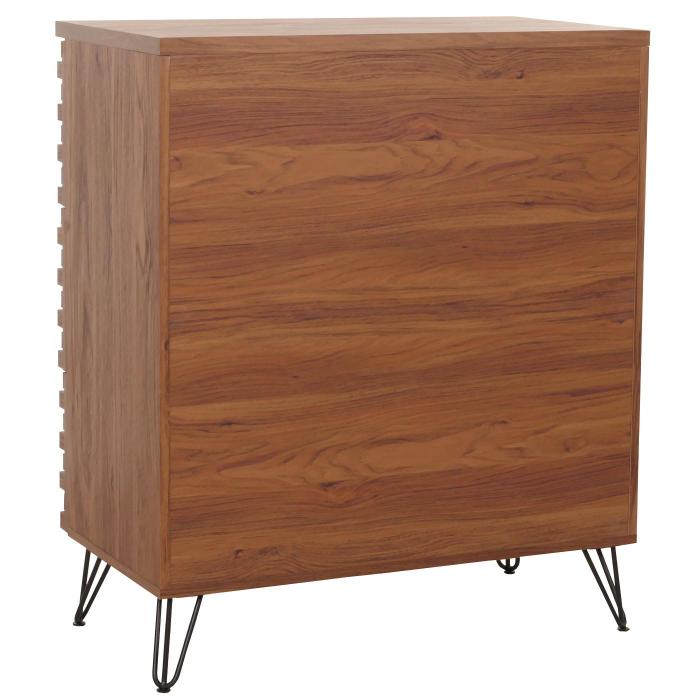 Kommode HWC-M49, Sideboard Schrank Highboard, 3D-Design 3 Schubladen MDF Metall 94x80x45cm ~ Walnuss-Optik