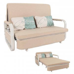 Schlafsofa HWC-M83, Schlafcouch Couch Sofa, Schlaffunktion Bettkasten Liegeflche, 130x185cm ~ Stoff/Textil beige