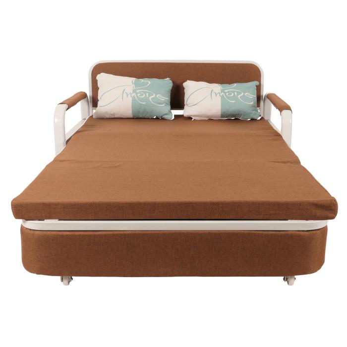 Schlafsofa HWC-M83, Schlafcouch Couch Sofa, Schlaffunktion Bettkasten Liegeflche, 130x185cm ~ Stoff/Textil braun