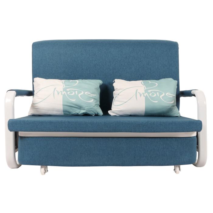 Schlafsofa HWC-M83, Schlafcouch Couch Sofa, Schlaffunktion Bettkasten Liegeflche, 130x185cm ~ Stoff/Textil dunkelblau