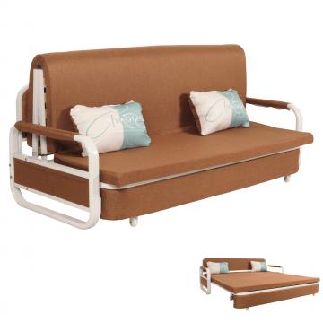 B-Ware (Kratzer SK2) | Schlafsofa HWC-M83, Couch, Schlaffunktion Bettkasten Liegeflche, 190x185cm ~ Stoff/Textil braun